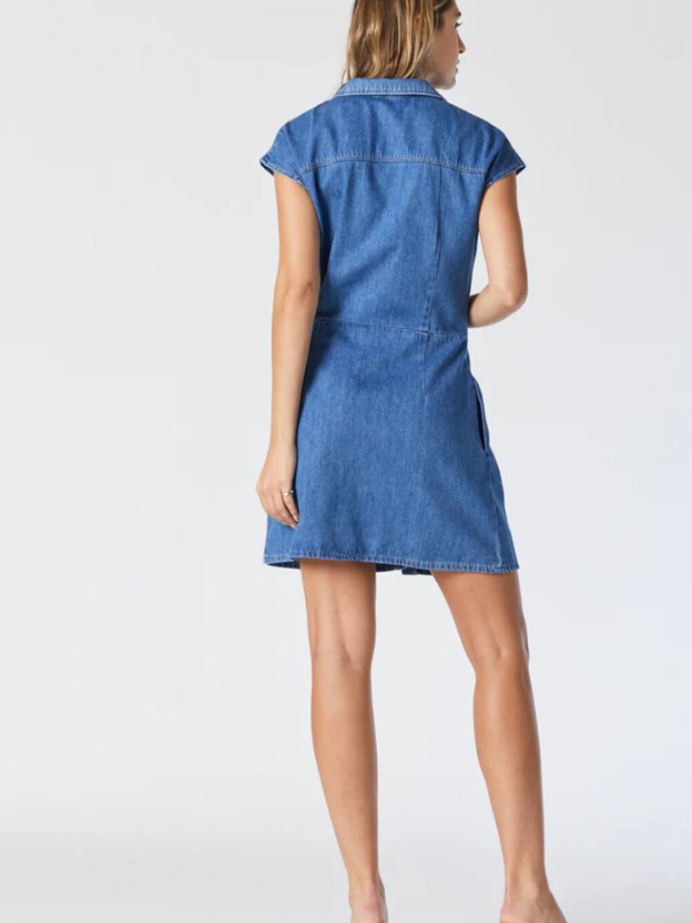 Mavi Blue Denim Button-Front Midi Dress - Picture 2 of 5